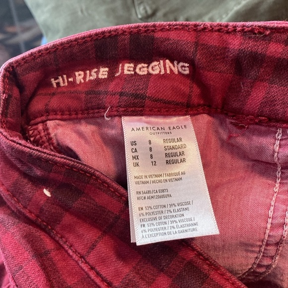 💚American Eagle | High Rise Jegging - Red buffalo Plaid Pants - US8 - Picture 5 of 5